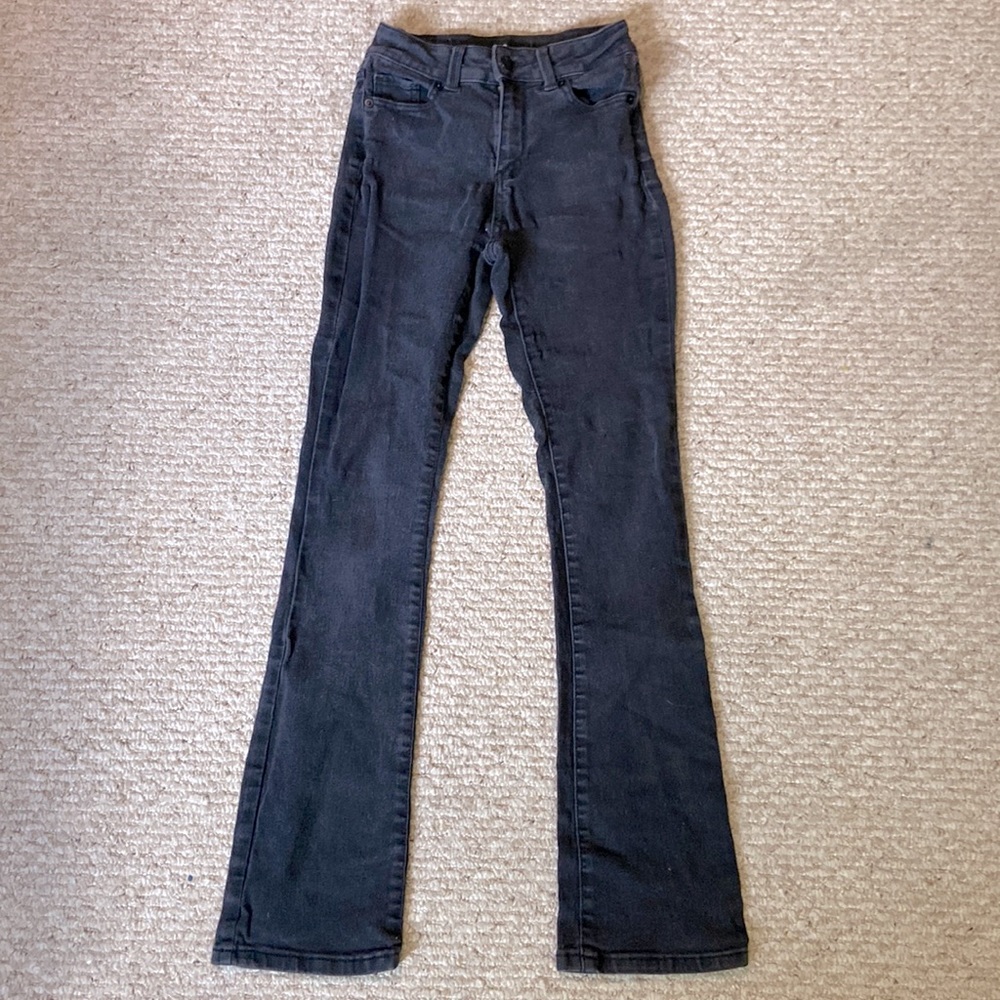 Black Fitted Boot Cut Jeans High Waist